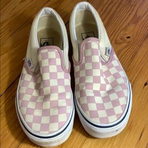 Pink and white checkered vans